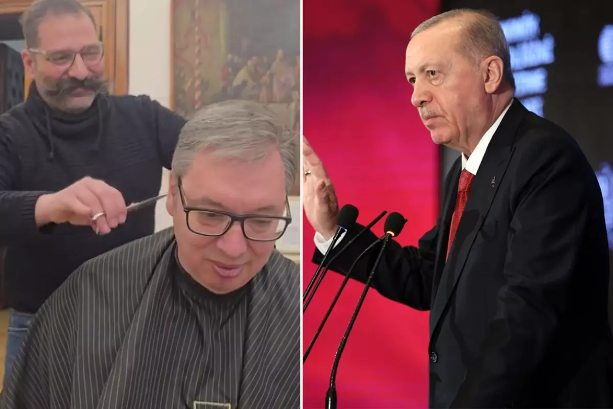 Sırbistan Cumhurbaşkanı Vucic, berberini Cumhurbaşkanı Erdoğan’ın korumasına benzetti